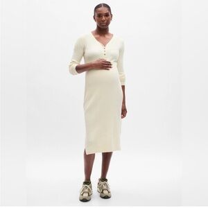 Gap Maternity CashSoft Cream Henley Midi Sweater Dress - NWOT
